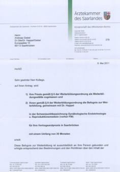 volle Weiterbildungsermächtigung für 3 Jahre